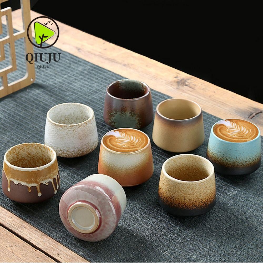 ถ้วยน้ําชาเซรามิก ชิวจู ถ้วยกาแฟเครื่องปั้นดินเผาดิบย้อนยุค200มล เตาเผาการเปลี่ยนแปลงชามน้ําในครัวเรือน