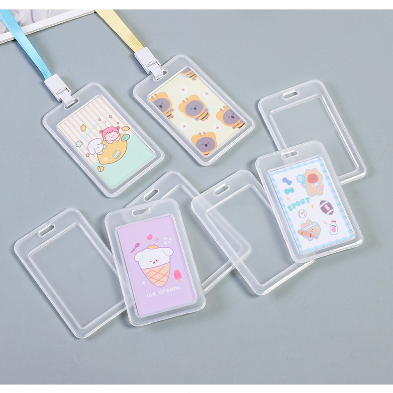 ที่ใส่บัตรใสสองด้านที่ใส่บัตรที่มีสายคล้องสำหรับนักเรียนที่ใส่บัตรที่มีเชือกเส้นเล็กที่ใส่บัตรลายการ์ตูนกันน้ำ - รูปที่ 6