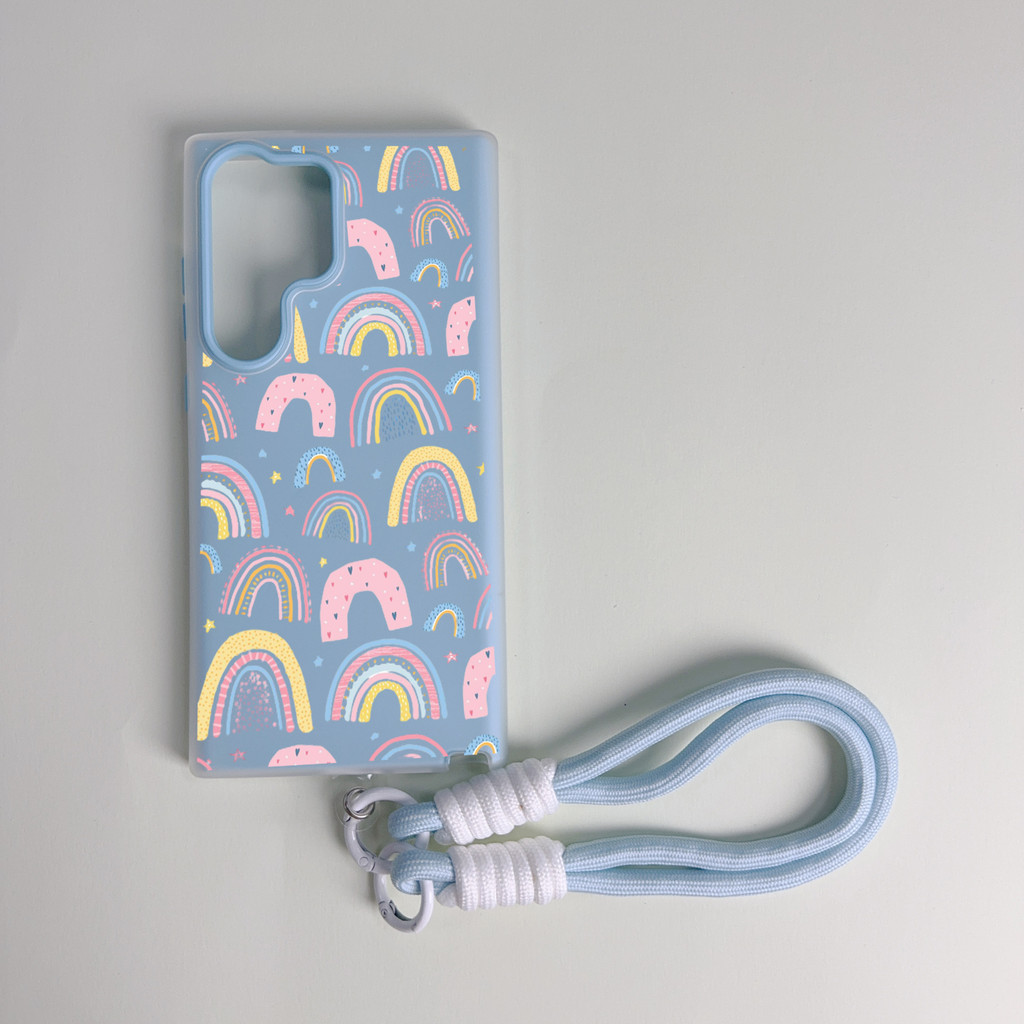 Rainbow Lucky Chain เคสโทรศัพท์สําหรับ Samsung A23 A24 A25 a55 s22 s22plus ultra Case Girly S23 S23Plus s23fe s24 s24plus s24ultra s21FE ปลอก