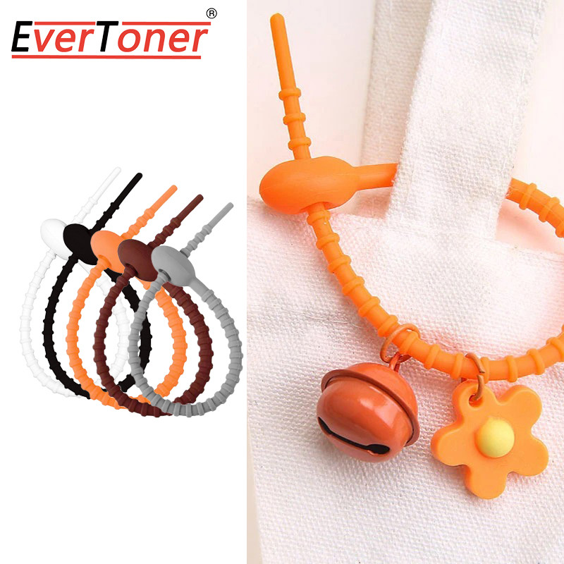 Evertoner Candy สีซิลิโคน Tie กระเป๋า AccessoriesTadpole Shape Reusable Live Buckle Ties วัสดุซิลิโคนกระเป๋าจี้อุปกรณ์เสริม
