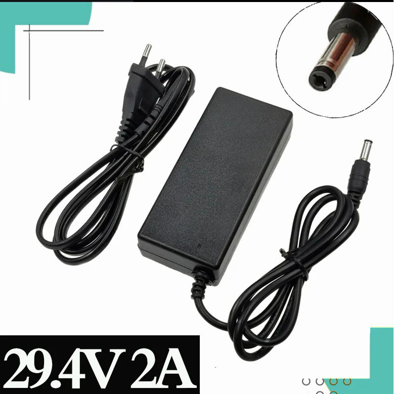 29.4V 2A Charger for 24V 25.2V 25.9V 29.4V 7S lithium battery DC 5.5*2.1 MM EU/US/AU/UK