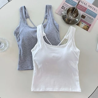 #385 ฤดูร้อนข้ามที่สวยงามกลับ เสื้อชั้นในสตรี ผู้หญิงคงที่หน้าอก เบาะ บาง-พอดีสวมใส่ด้านนอกกีฬา