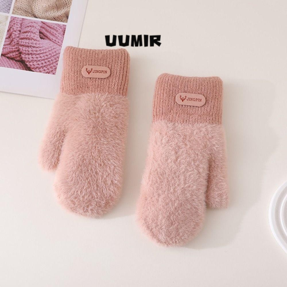 Uumir ถุงมือฤดูหนาว, กันลมเย็นหลักฐานปุยถุงมือกันลม,แฟชั่นหนาสีทึบง่ายถุงมือเต็มนิ้วกลางแจ้ง