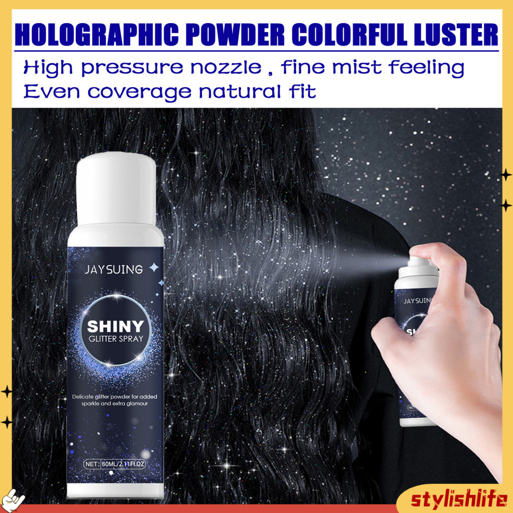 [stylishlife] 60ml Fun Glitter Spray สําหรับ Collarbone Shiny Glitter Spray Powder Film Formation