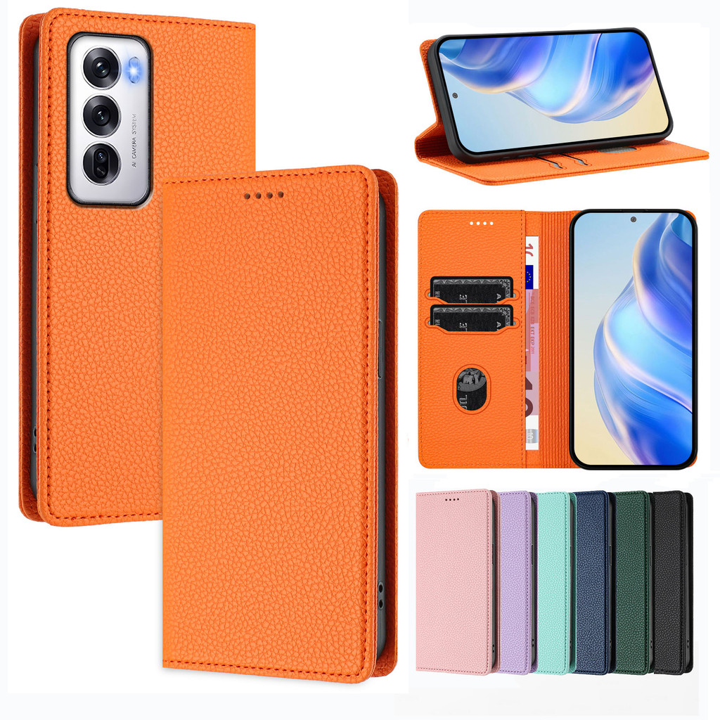 RFID สําหรับ OPPO Reno 15 Pro Max 15F 14F 14 Pro 13 Pro 13F 12 Pro 12F 11 10 Pro โทรศัพท์ปลอกกระเป๋าสตางค์หนังฝาครอบผู้ถือบัตร