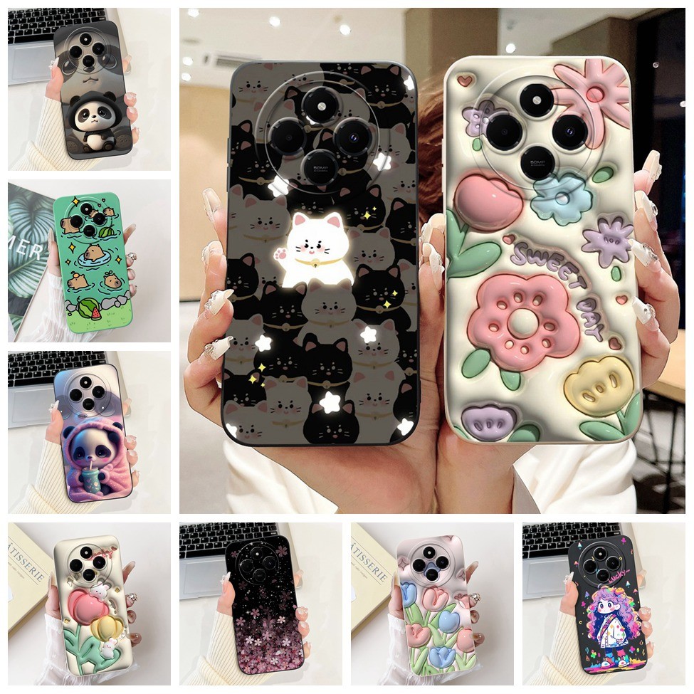 สําหรับredmi 14Cกรณีความงามแมวน่ารักแฟชั่นซิลิโคนตลกเคสโทรศัพท์สําหรับXiaomi Redmi 14Cปกหลัง 2411DRN47C 2409BRN2CA
