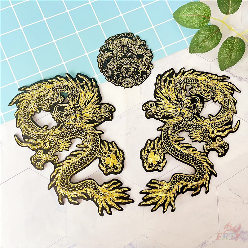 ♥ แพทช์เหล็กบนมังกรทองใหญ่ ♥ 1 ชิ้น DIY เย็บบนเหล็กบนป้ายแพทช์ - รูปที่ 3