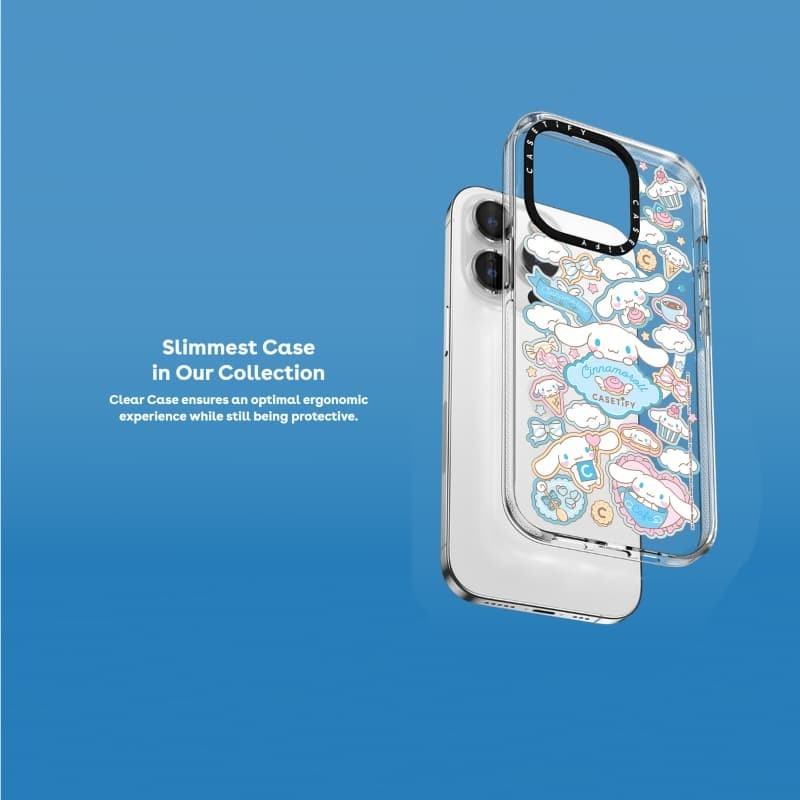 CASECASE X Sanrio ตัวอักษร - Cinnamoroll Lovely Cafe สติกเกอร์แม่เหล็กดูดอะคริลิคใสกลับ TPU Edge IPhone กรณี Impact สําหรับ Apple IPhone 13 14 15 16 Pro Max
