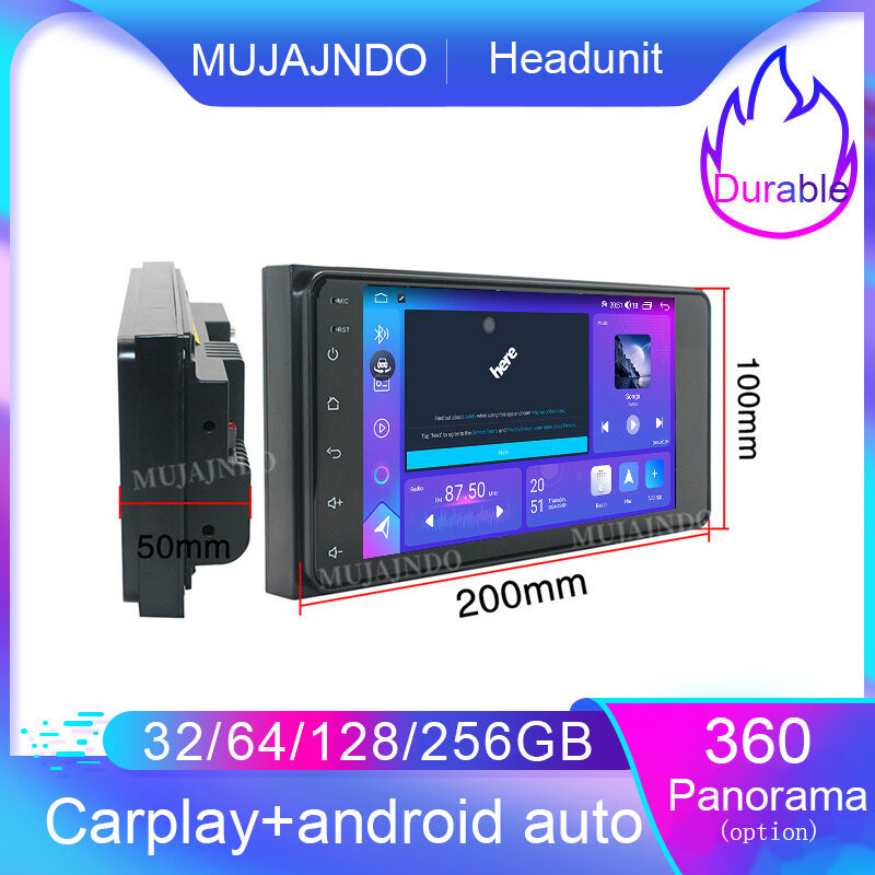 MUJAJNDO 7 นิ้วสําหรับ toyota android14 32 64 128 256GB voice commable OCTA CORE 4G DSP carplay 360c