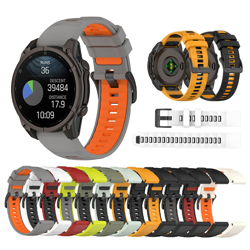 22 มม.26 มม.กีฬาซิลิโคน Quick Fit สําหรับ Garmin Fenix 8 7 6 5 plus 47 มม. 51 มม. / 955 965 745 935 945 / instinct 2 3 / Fenix 7x 6x 5x