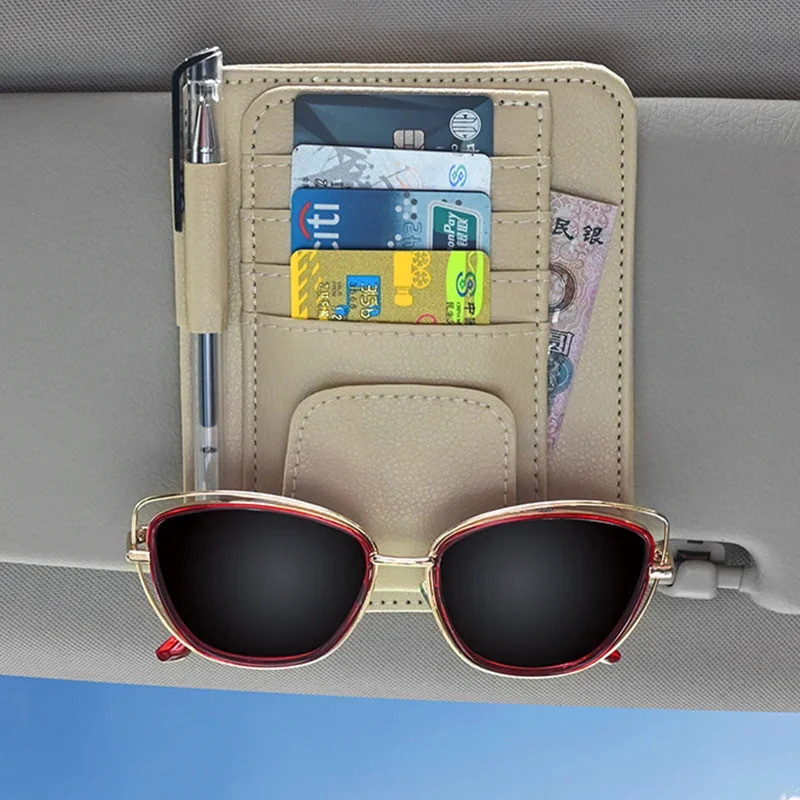 2025 รถ Sun Visor Organizer 6-กระเป๋า Universal Fit ผู้ถือเอกสารสําหรับแว่นตากันแดดปากกาการ์ด Auto อุปกรณ์ตกแต่งภายในมัลติฟังก์ชั่น