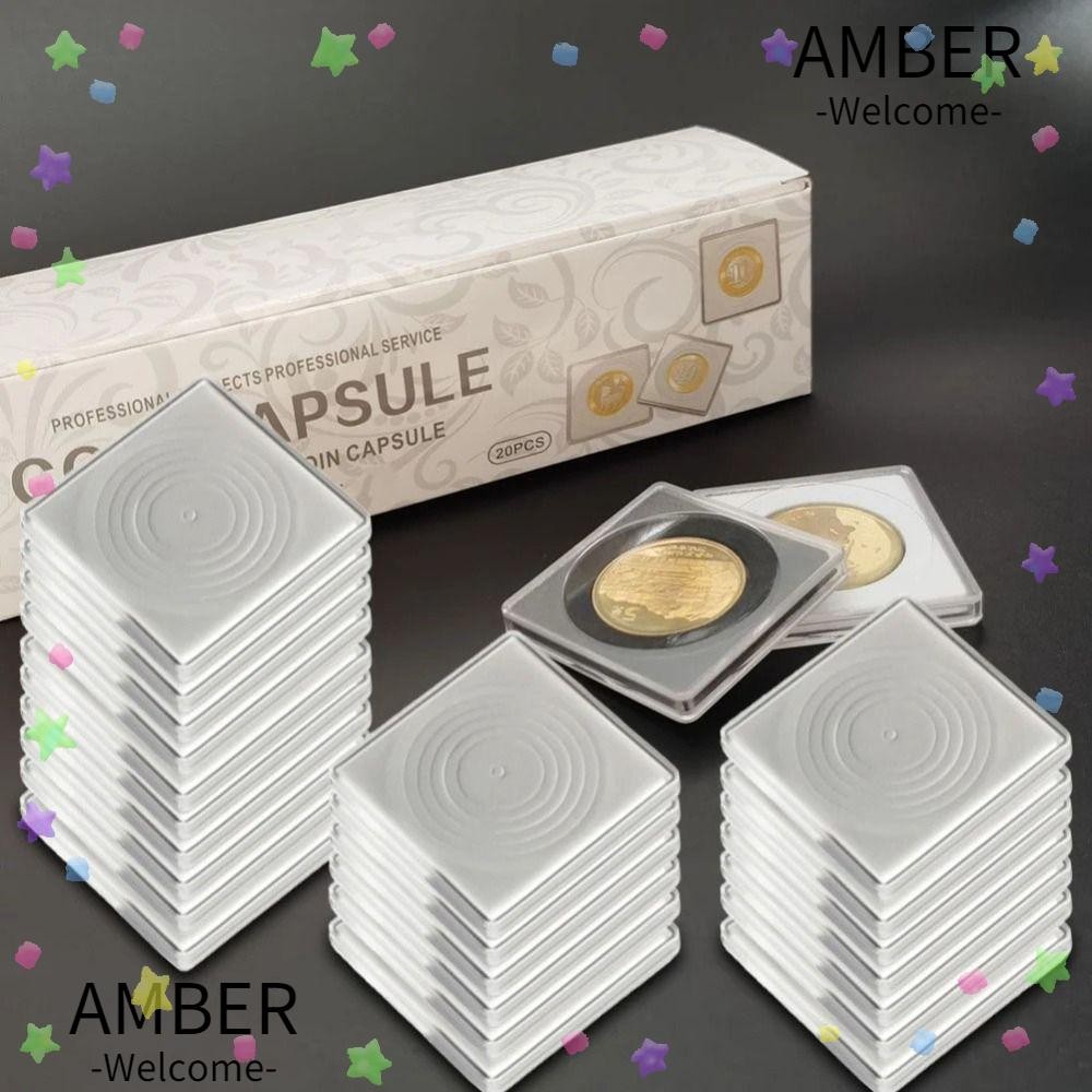 แอมเบอร์ 20ชิ้น/แพ็คเหรียญคอลเลกชัน,กล่องเก็บเหรียญแคปซูลผู้ถือ,ปรับปะเก็นออแกไนเซอร์