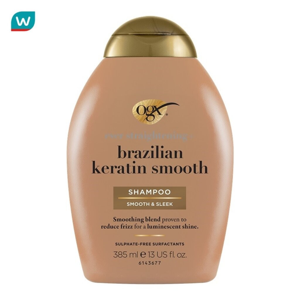 OGX โอจีเอ็กซ์ แชมพู เอเวอร์ สเตรทเทนนิ่ง + บราซิลเลี่ยน เคราติน สมูท 385 มล.