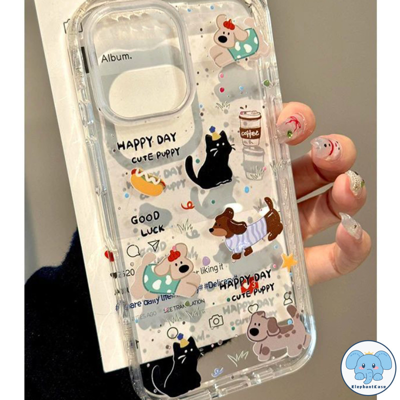 เคสซิลิโคนลายการ์ตูนลูกสุนัขแสนสุข Samsung A55 A35 A15 A06 A32 A05 A02s A52 A13 A11 A30 A03s A51 A14 A03 A10s A05SA50
