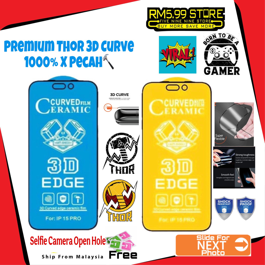 Oppo ️[Viral]Thor X Pecah 3D Curve Ceramic ️A16 A9 A5 2020 F11/F9/A5s/A7/A12/R17 Pro HD Matte Bluera