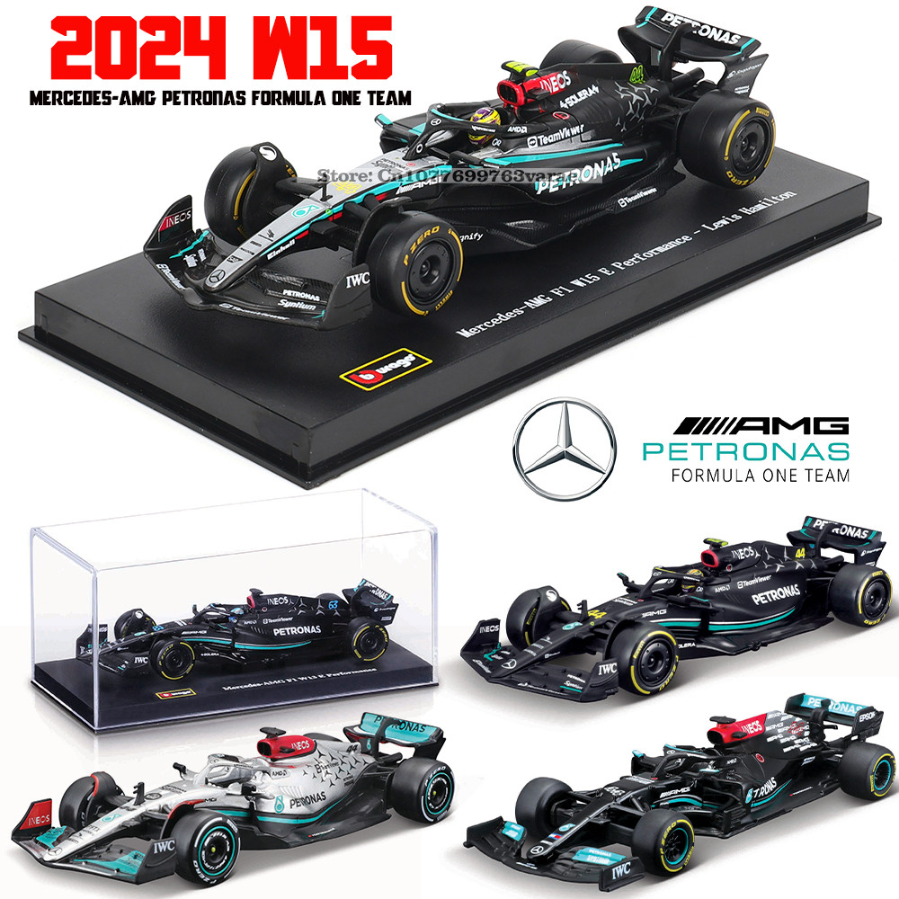 Bburago 1:43 Mercedes-AMG F1 W15 2024 #44 Hamilton Russell Alloy Car Die Cast Model Toy Collectible