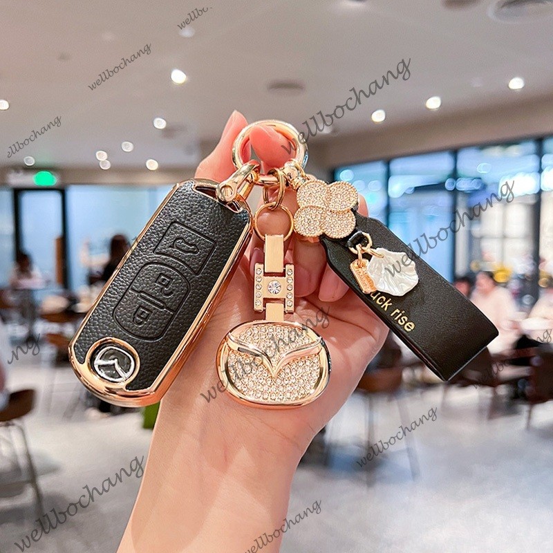 Mazda รถ Remote Key กรณีหนัง + tpu สําหรับ Mazda 2 Mazda 3 Mazda 6 CX3 CX4 CX5 CX9 รถอุปกรณ์เสริมพวง
