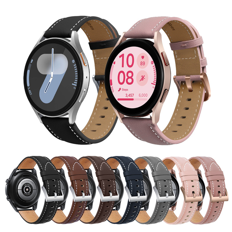 สายหนังวินเทจสําหรับ Samsung Galaxy Watch 7 6 5 4 44 มม.42 มม.FE Active 2 40 มม.44 มม.Watch6 Watch4 เกียร์คลาสสิกกีฬา