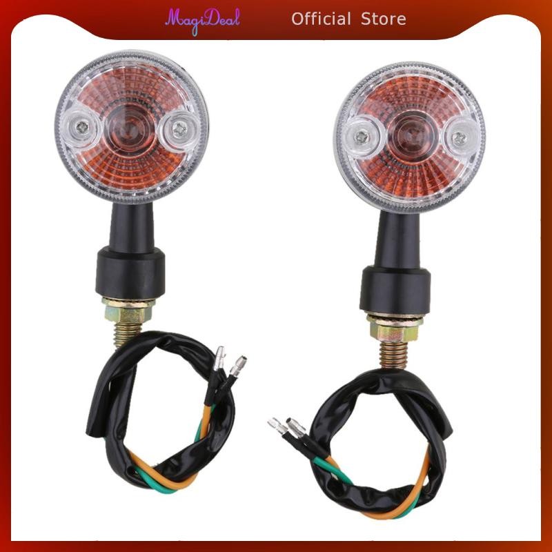 [MAGIDEAL] 2 ชิ้นรถจักรยานยนต์ LED ไฟเลี้ยวไฟกระพริบด้านหลังด้านหน้า 12V