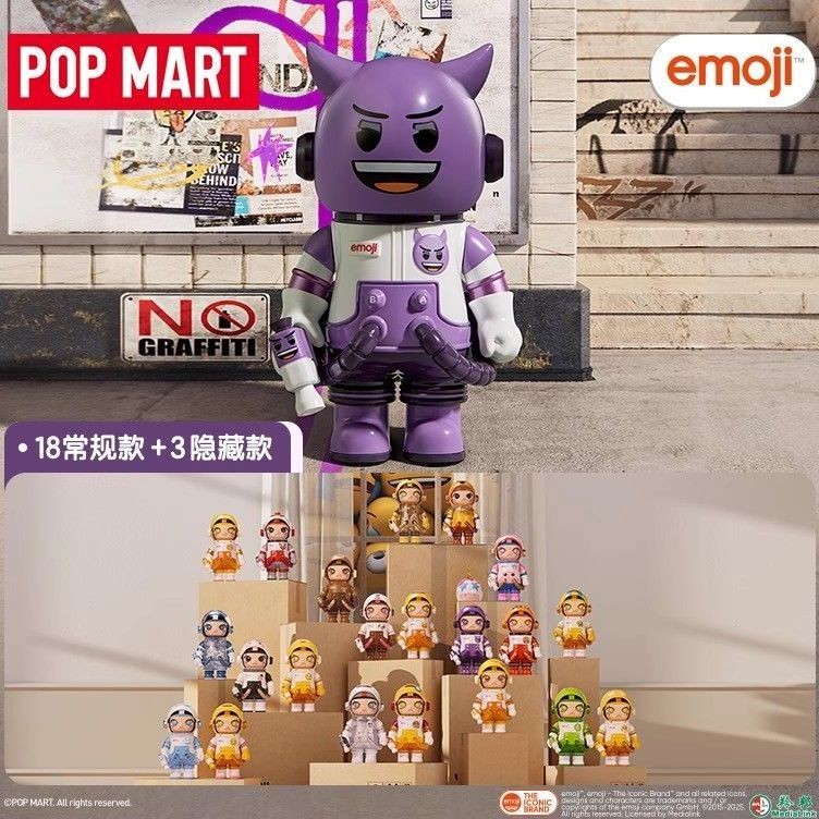 POP MART MEGA SPACE MOLLY 100%emoji Series MOLLY ตุ๊กตากล่องตาบอดตัวเลขน่ารักวันเกิด