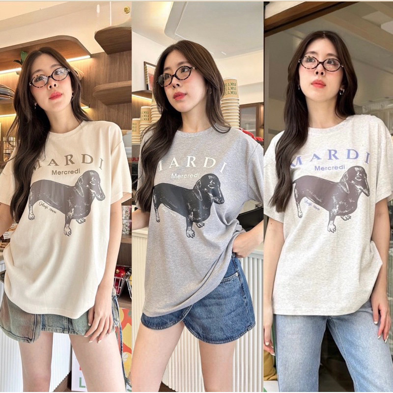 (จัดส่งตลอด 24 ชั่วโมง) เสื้อยืดสุดฮิตพิมพ์ลายน้องหมากำลังฮิตสุดๆลายน่ารักมากๆ