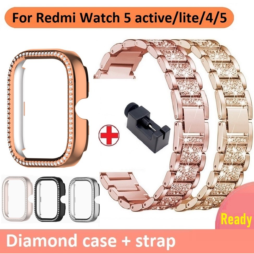 Jewelry Full Diamond Strap Case For Redmi watch 6 สาย Redmi Watch 5 Active Strap Bling Redmi Watch 5 Active สาย Redmi Watch 5 lite Strap Redmi Watch 4 เคส Redmi Watch 3 active Case สายนาฬิกา Redmi Watch 5 lite Strap Redmi Watch 5 สาย Redmi watch 6 Strap