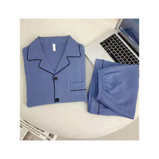 3333-1B SPS ชุดนอนผู้ชาย ชุดนอนแขนสั้นขาสั้นผ้าคอตตอน สีพื้น…