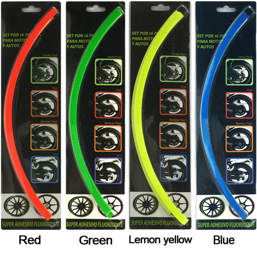 สติ๊กเกอร์ติดยางรถจักรยานยนต์ขอบเหล็กรถยนต์สติกเกอร์ดุมล้อสติกเกอร์ตกแต่งขอบล้อสะท้อนแสง 17, 18, 19 