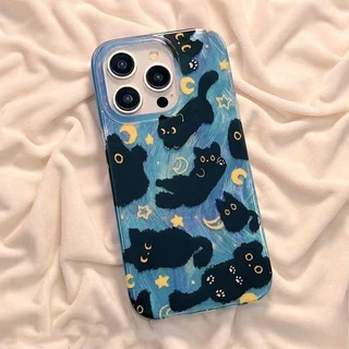 สร้อยข้อมือแมวดำตลกน่ารักนุ่ม เคสไอโฟน11 15 16 13 12 14 Pro Max 8Plus 7Plus XR 16 7 8 Plus 16 11 Pro X XS MAX SE 2020