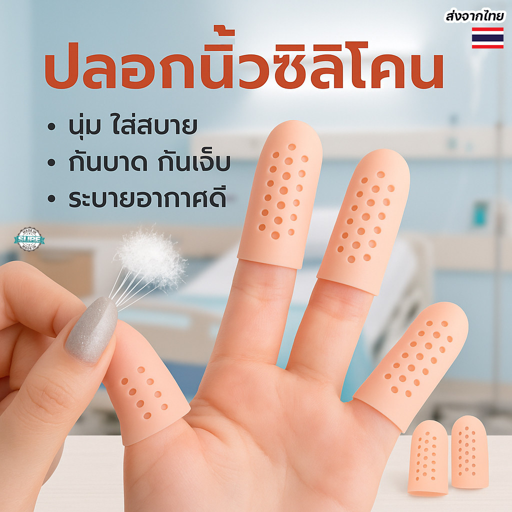 ปลอกนิ้วซิลิโคนกันเจ็บนิ้วเท้านิ้วมือ ซิลิโคนเนื้อนิ่ม ใส่สบาย ระบายอากาศ แพ็ค2ชิ้น
