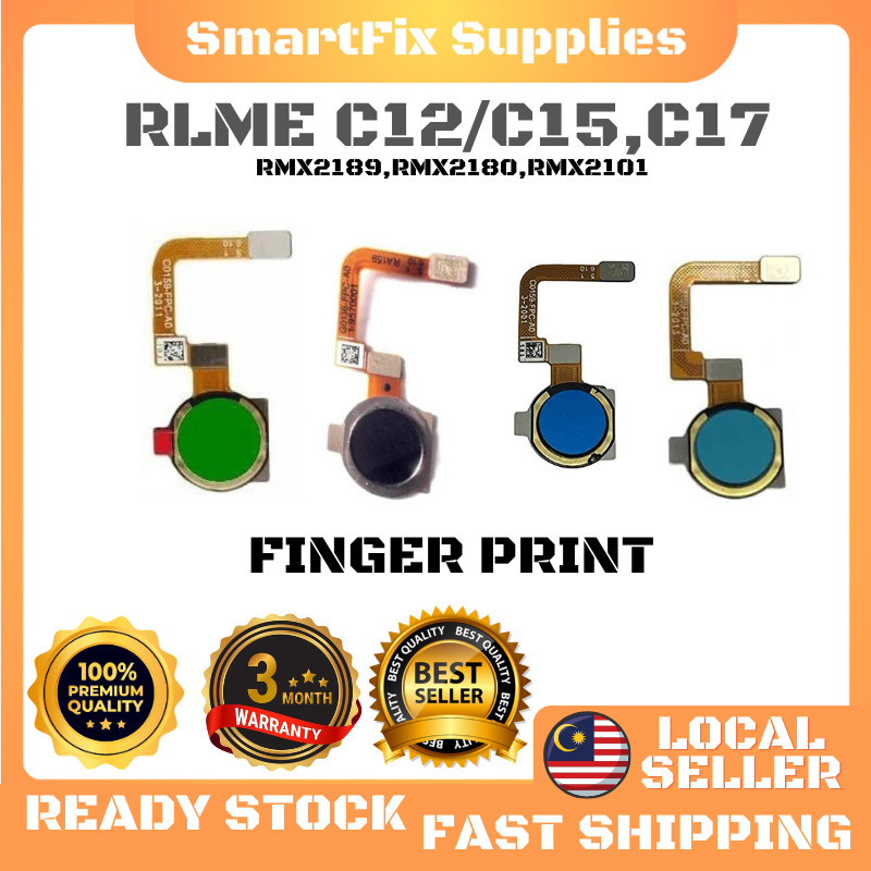 REALME C12/C15/C17 RMX2189,RMX2180,RMX2101 เซ็นเซอร์ปุ่มลายนิ้วมือ Flex Cable Ribbon