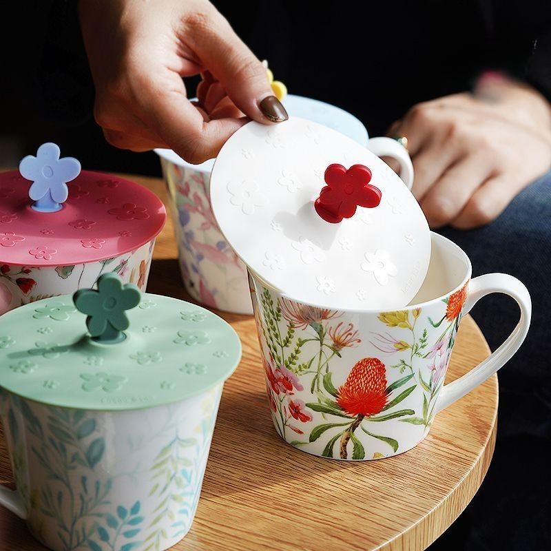 ฝาถ้วยซิลิโคนเกรดอาหารขนาดใหญ่เส้นผ่าศูนย์กลางฝาถ้วยสากลฝาแก้วน่ารักฝุ่นรอบดอกไม้ - รูปที่ 3