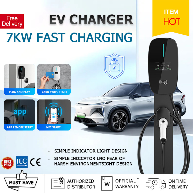 EV Charger ใหม่ เครื่องชาร์จ EV แบบพกพา 2025 สําหรับยานพาหนะไฟฟ้า Type 2 ปรับกระแสได้ ดีเลย์ชาร์จ