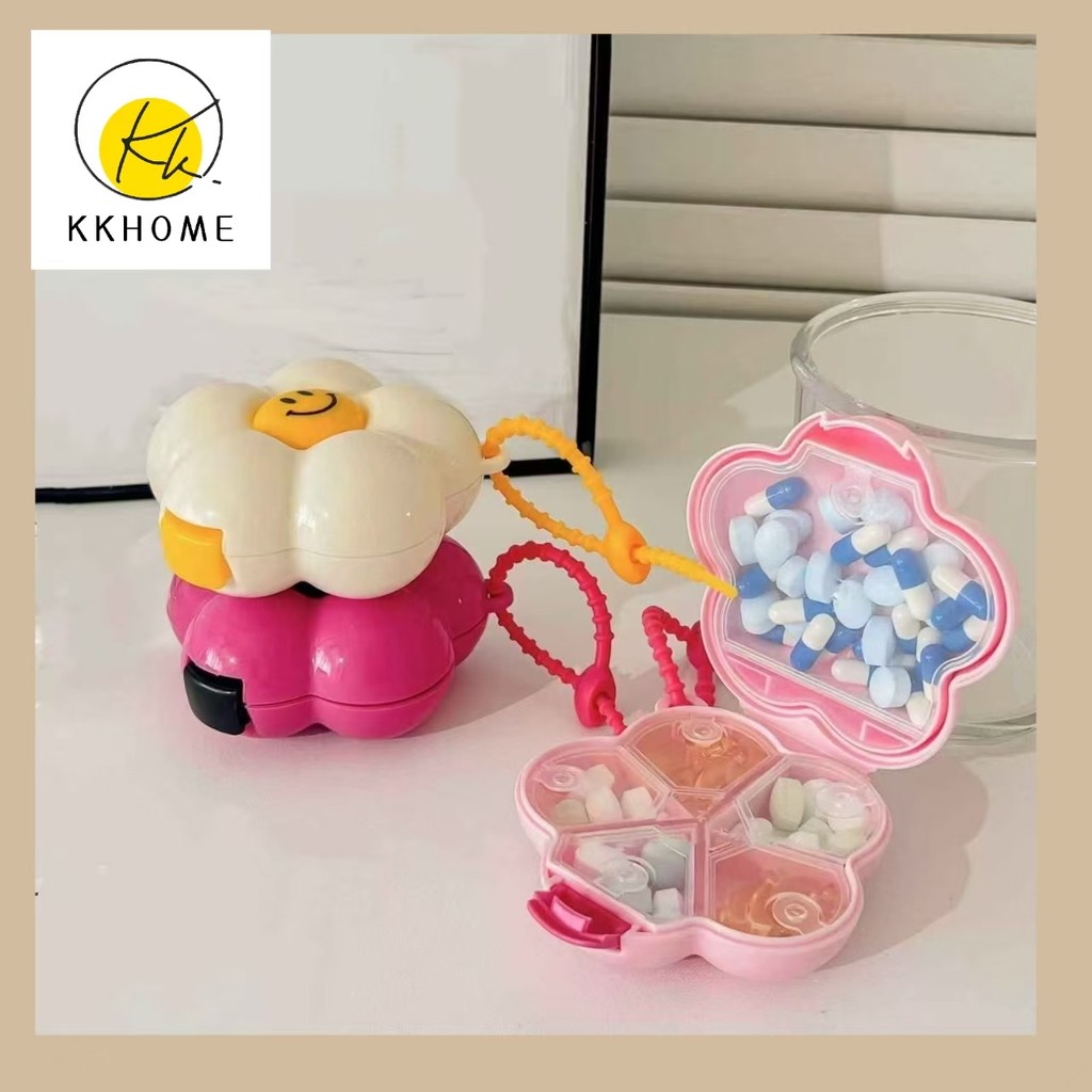 KKHOME กล่องยา กล่องใส่ยา 6 ช่องแบ่งยา+วิตามิน แข็งแรงทนทาน ใส่กระเป๋าได้ สําหรับท่องเที่ยวกลางแจ้ง