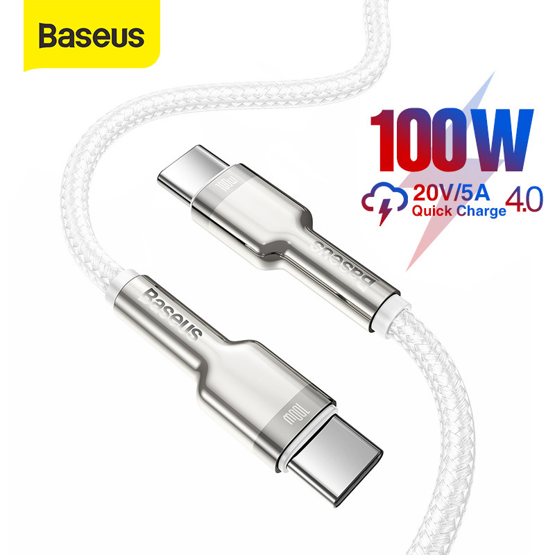 Baseus 100W USB C ถึง USB Type C สําหรับ Samsung Galaxy S20 5A PD Fast ชาร์จสายโทรศัพท์ QC3.0 USB C 