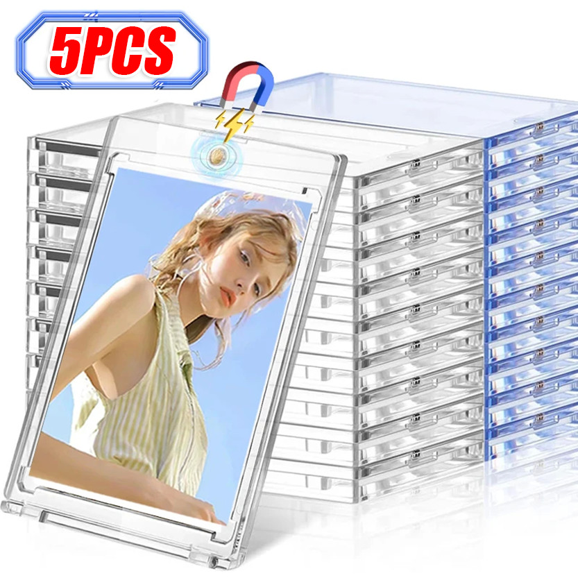 1/3/5 ชิ้นผู้ถือบัตรแม่เหล็กโปร่งใส / Kpop Idol Photo Cards Display Case / HD Magnetic Card Sleeves