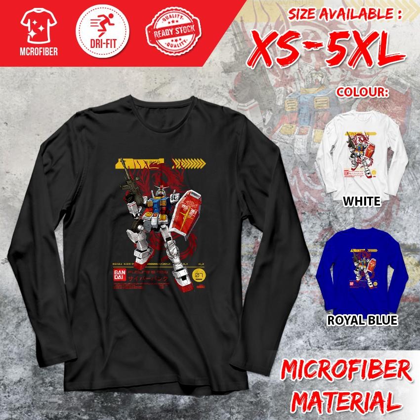 GUNDAM Exia Barbatos Ariel การ์ตูน Dri-Fit XS-5XL โพลีเอสเตอร์ไมโครไฟเบอร์แขนยาว Baju เสื้อยืด GDV3-