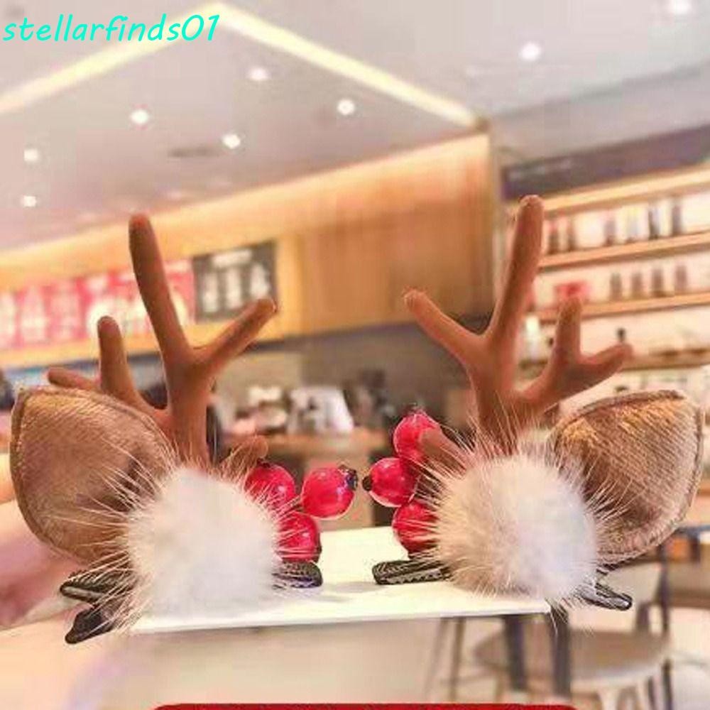 Stellarfends Antler Hairpin Bell ประณีตน่ารักน่ารัก Headwear Xmas เครื่องประดับเด็กของขวัญ Party Supplies คลิปด้านบนเด็ก Merry Christmas Decor