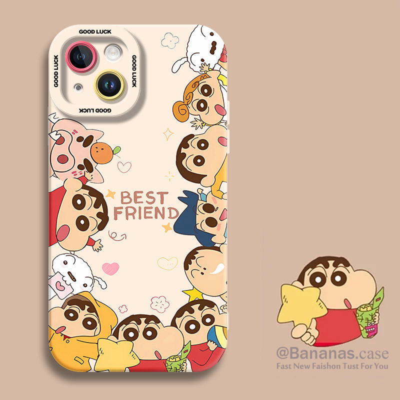 Iphone 16 15 14 13 12 11 Pro Max X Xr Xs Max 7 8 Plus SE2020 เคสโทรศัพท์น่ารักการ์ตูน Crayon Shin Chan Park คู่ + Lanyard Soft ฝาหลัง