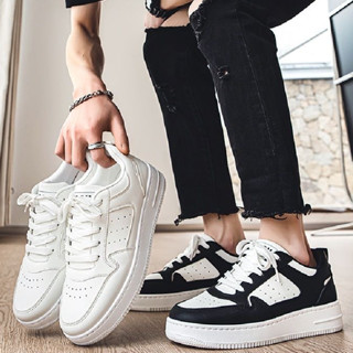 รองเท้าผ้าใบผู้ชายมีสไตล์ รองเท้าลำลองนักเรียนพื้นหนา ระบายอ…