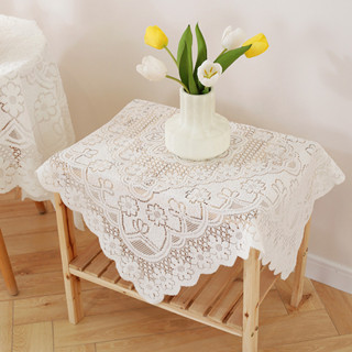 ผ้าปูโต๊ะลูกไม้สีขาวย้อนยุคในครัวเรือนกันฝุ่นโต๊ะรับประทานอา…