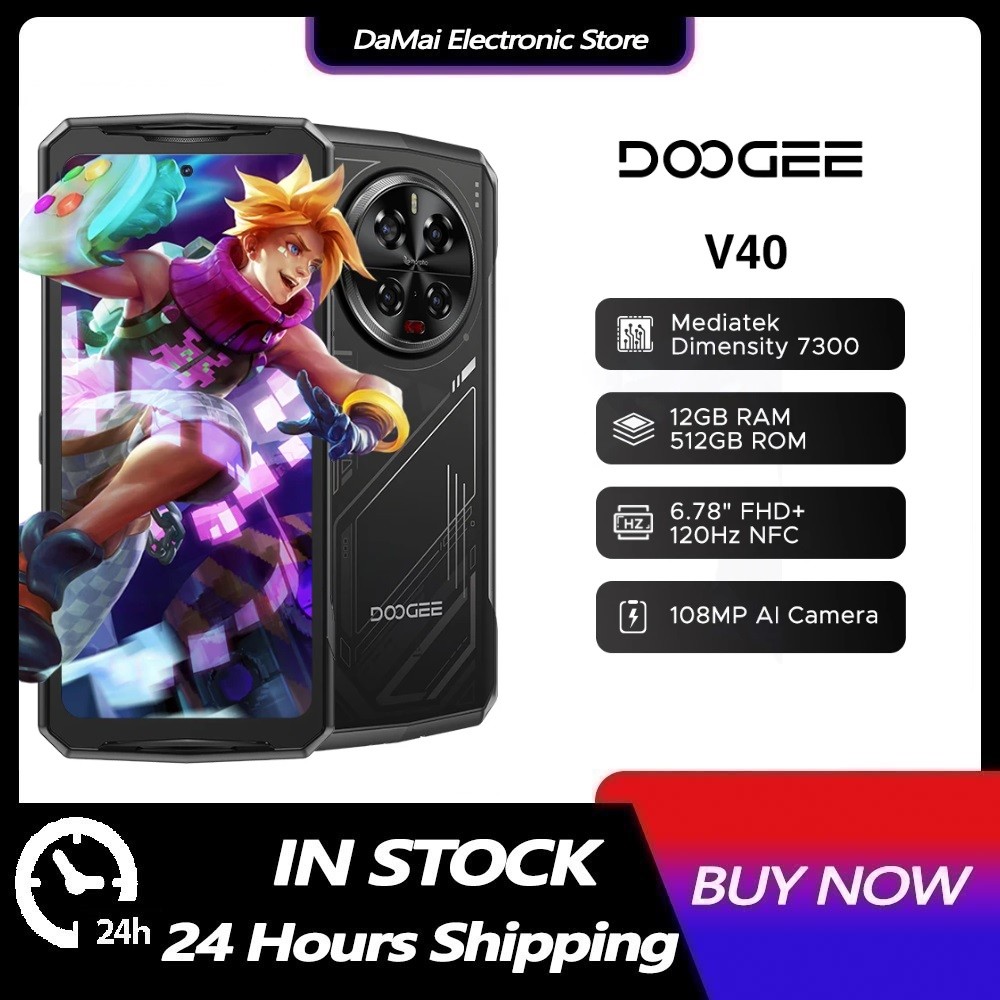 Doogee V40 5G โทรศัพท์ที่ทนทาน 12GB 512GB สมาร์ทโฟนสําหรับเล่นเกมขนาด 7300 6.78 "120Hz จอแสดงผล 108M