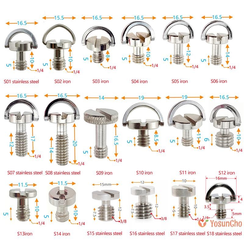 Yosuncho] สกรูอะแดปเตอร์แผ่นปลดเร็ว 1/4 นิ้ว D-Ring ขาตั้งกล้องสกรู Moung สกรูอะแดปเตอร์สําหรับกล้องกล้องวิดีโอขาตั้งกล้อง Monopod QR Quick Release แผ่นใหม่
