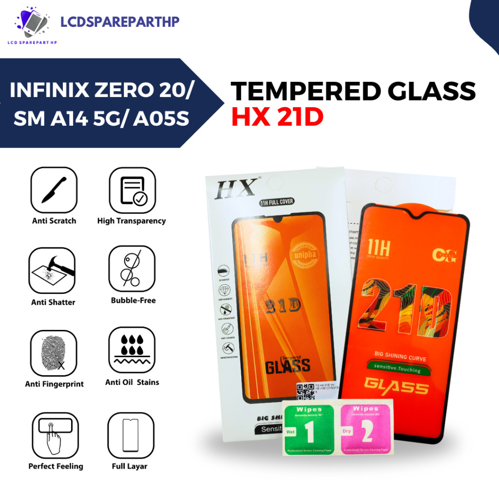 ANTI-SCRATCH / TEMPERED GLASS INFINIX ZERO 20 / SAMSUNG A14 5G / SAMSUNG A05S HX 21D FULL SCREEN