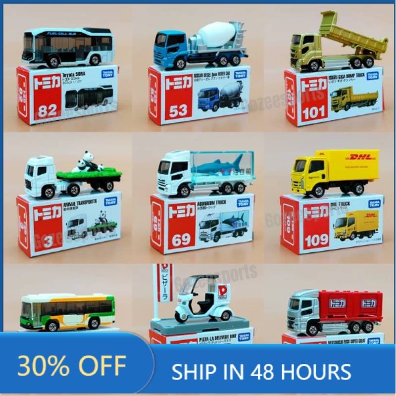 Tomica takara tomy scale 1:64 รถเหล็กชุดก่อสร้างรถพยาบาล,รถบัส,เครื่องยนต์ไฟ,ลาก,รถขุด, Hilux Aquari