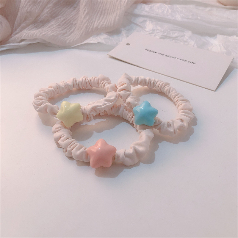 น่ารักดาวขัด แหวนผมเชือกผมผู้ใหญ่สาวหัวใจดาวห้าแฉกหัวเชือกยืดหยุ่นสูงยางรัดผมหางม้าอุปกรณ์ผม - รูปที่ 2