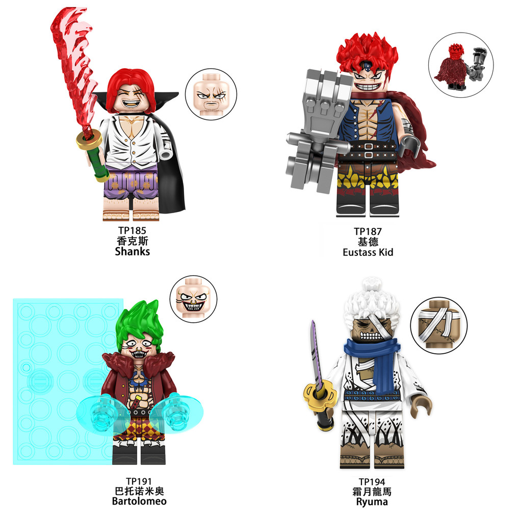 Shanks Building Blocks Eustass One Piece ตัวเลข Ryuma ของเล่น Bartolomeo Minifigures