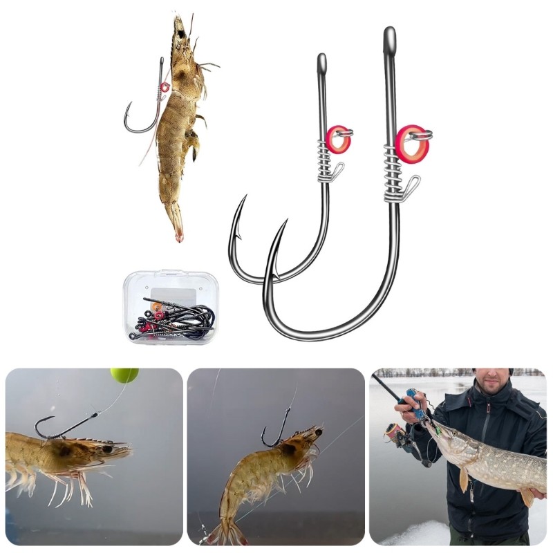 R-R Fishing Baitholder Hook Barbed Fishhook with Hole Fishing Hook