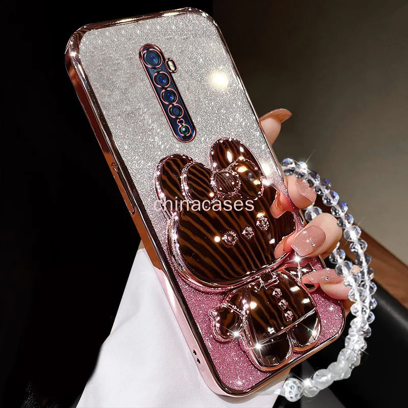 ปลอก OPPO Reno 2 F 2Z Reno2 RenoZ Reno 4 4SE เคสโทรศัพท์ 2025 เคสพลาสติกสไตล์ใหม่วงเล็บกระต่าย Glitter Electroplating โปร่งใสนุ่มกรณีเลนส์ป้องกันกันกระแทก RFVTGBYHN