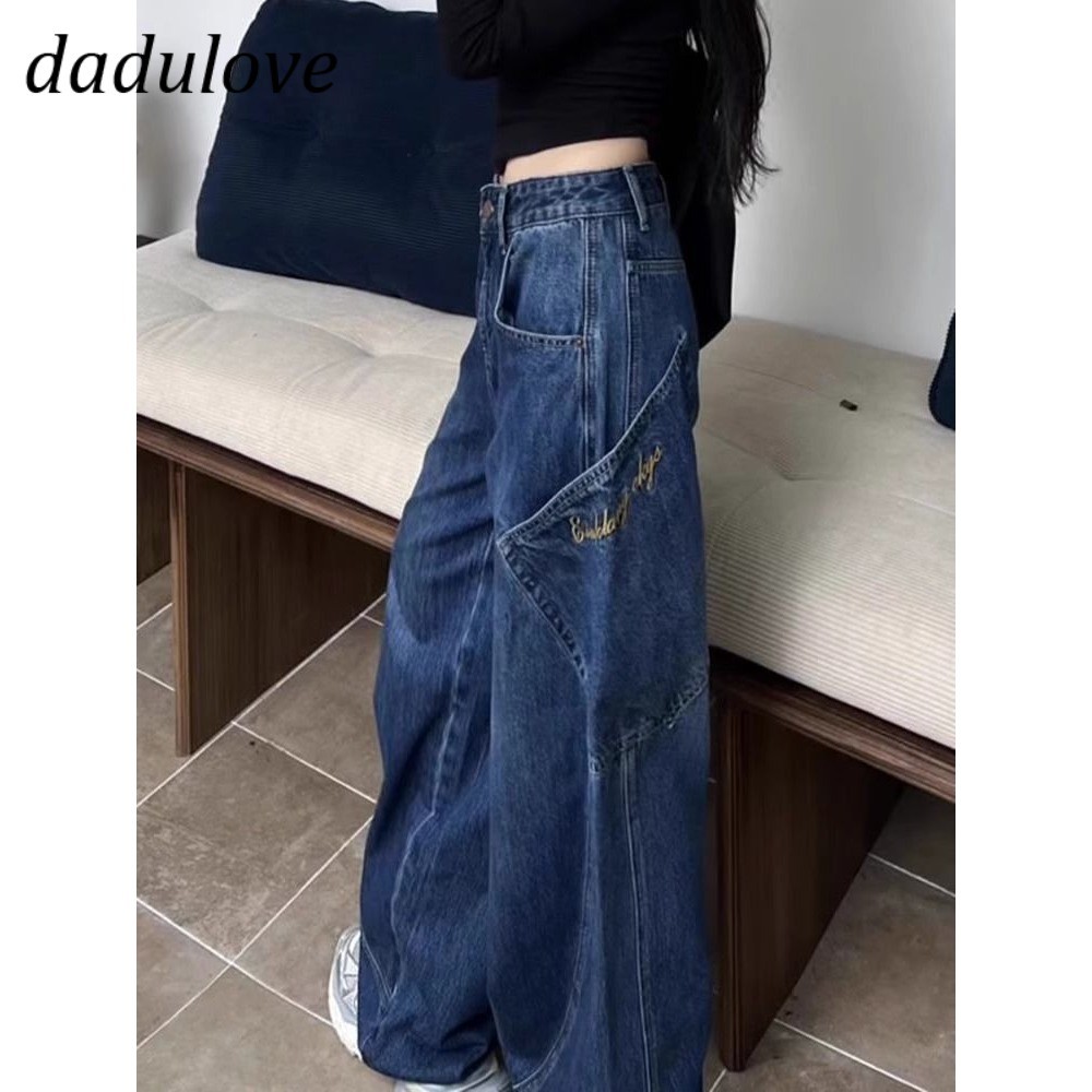 DaDulove New American INS High Street Retro Jeans Niche High Waist Loose Wide Leg Pants Large Size Trousers